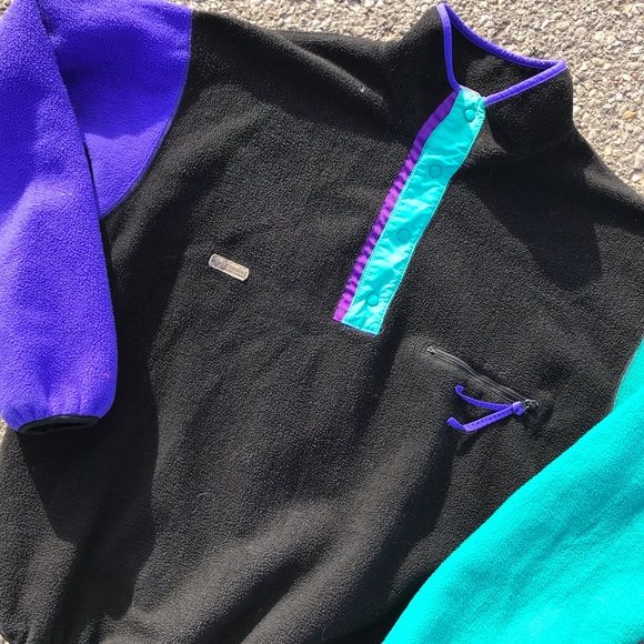 🌟SOLD🌟90’s Columbia Color-Block T-Snap Fleece - Picture 2 of 8